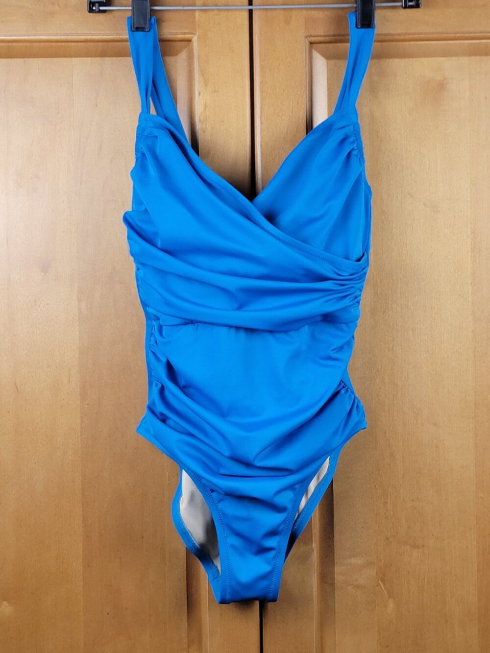 J. Crew Ocean Blue Crossover Wrap Front One Piece Swimsuit - 2